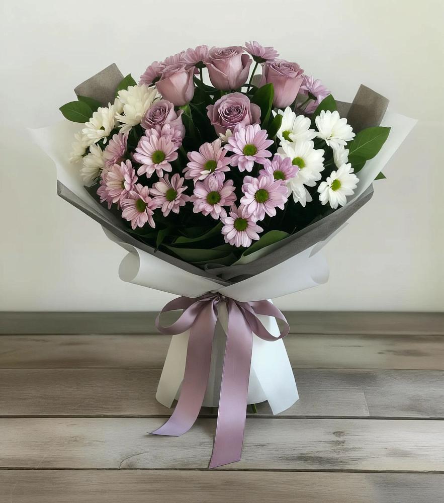 Букет цветов из: Хризантемы и Розы в Фенино