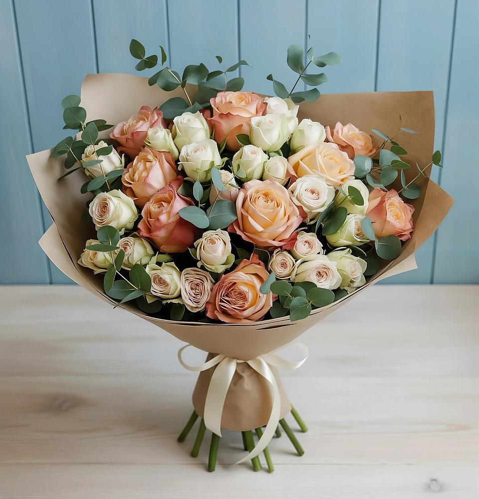 Букет цветов из: Альстромерии и Розы в Фенино