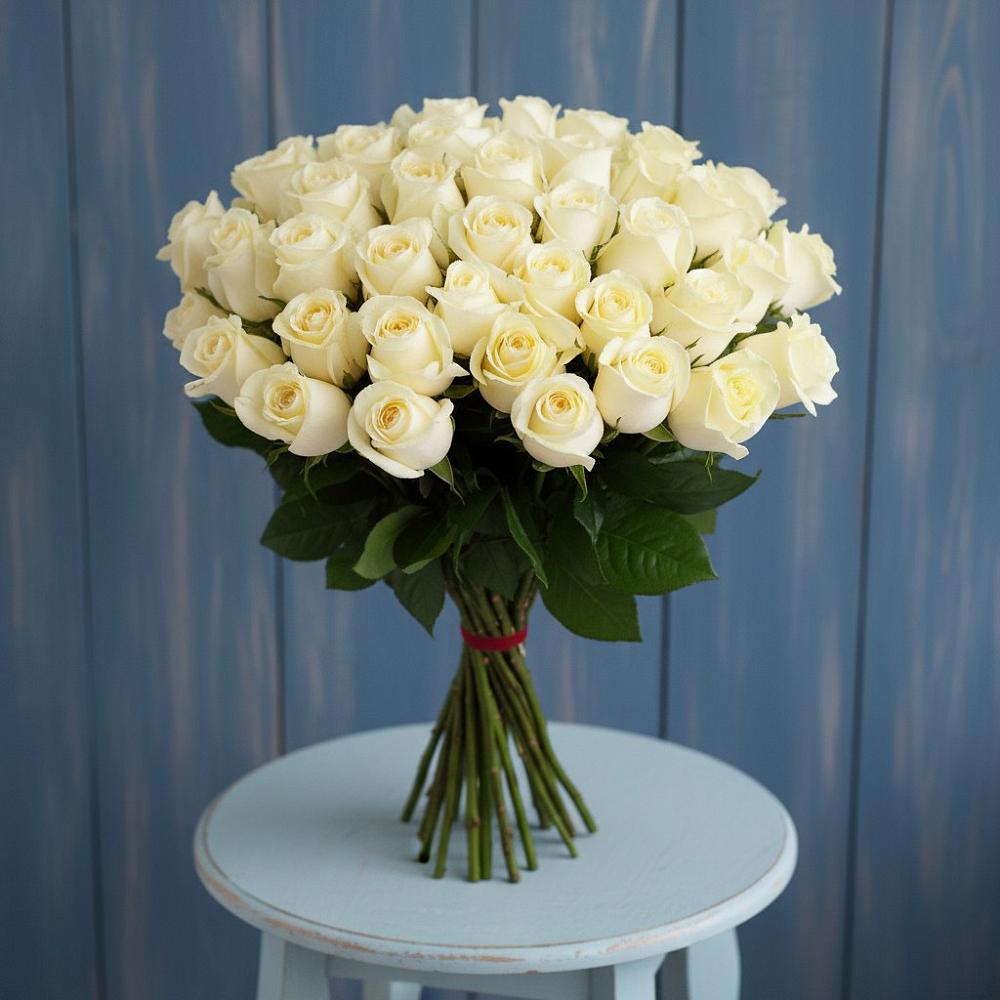 Букет 51 Белая роза Эдлесс Лав в Фенино