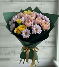 Букет цветов из:  Хризантемы и Розы #REPLACE_PRED# Фенино