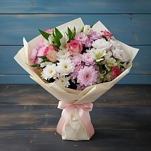 Букет цветов из:  Хризантемы, Альстромерии и Розы в Фенино