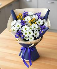 Букет цветов из:  Розы, Ирисы и Хризантемы #REPLACE_PRED# Фенино
