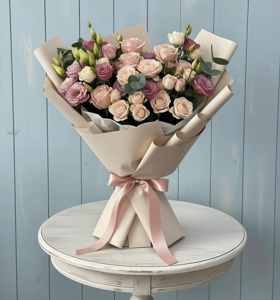 Букет цветов из: Розы и Лизиантусы в Фенино