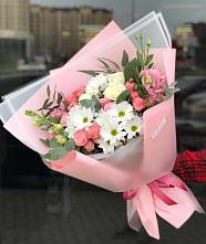 Букет цветов из:  Розы, Лизиантусы и Хризантемы в Фенино