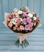 Букет цветов из:  Хризантемы, Розы и Альстромерии #REPLACE_PRED# Фенино