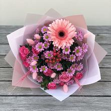 Букет цветов из:  Розы, Герберы и Хризантемы #REPLACE_PRED# Фенино