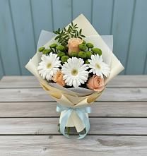 Букет цветов из:  Герберы, Розы и Хризантемы в Фенино