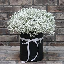 Цветочная композиция из Гипсофила в шляпной коробке в Фенино