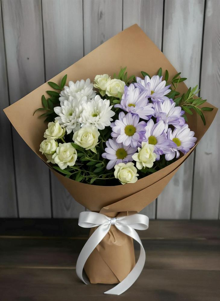 Букет цветов из: Хризантемы и Розы в Фенино